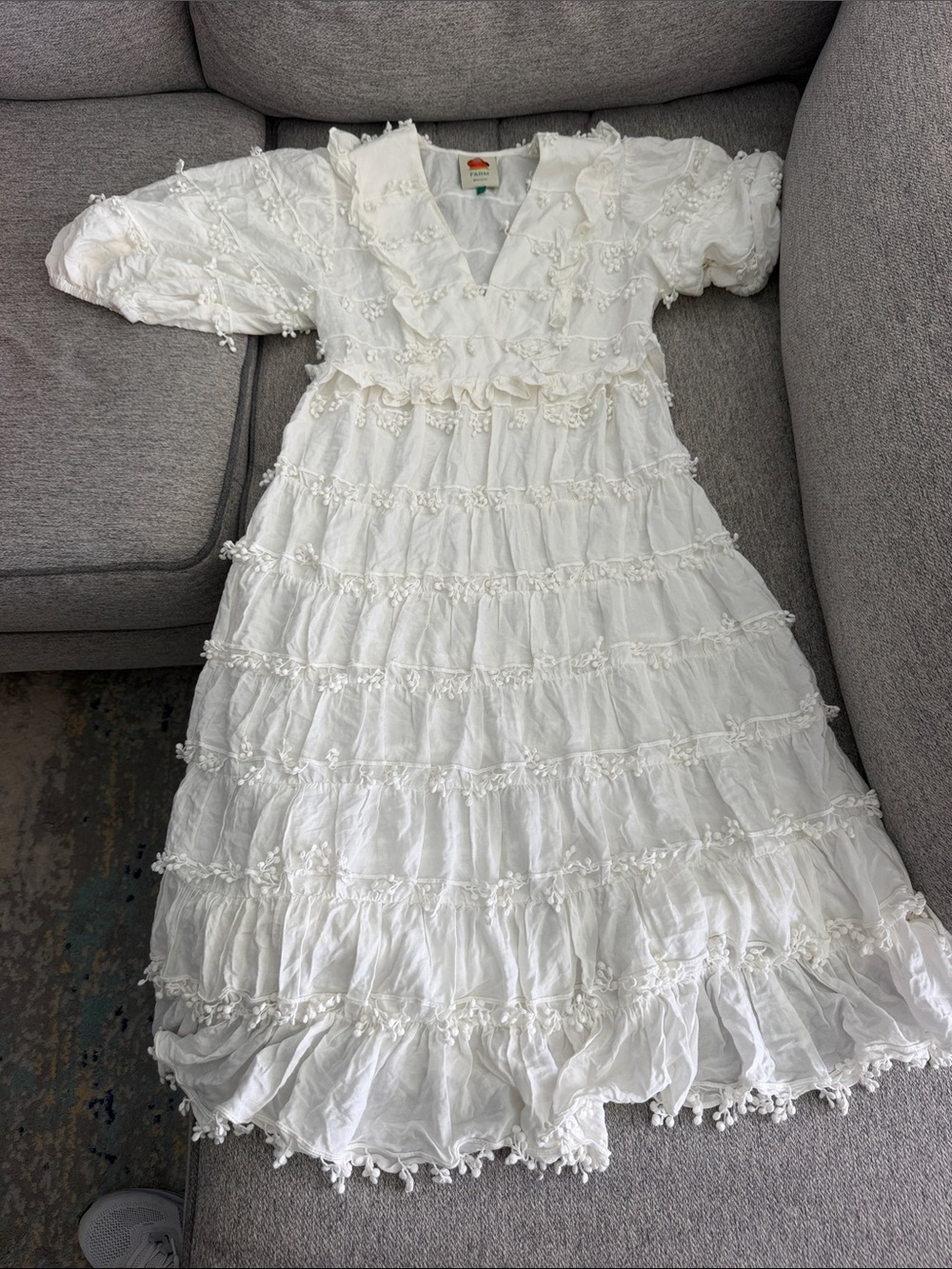 FARM Rio Ruffle Trim Dress White Small - Picture 8 of 9
